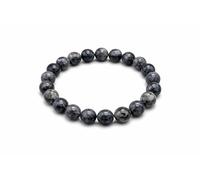 Natural Stone Beaded Stretch Bracelet, 8mm Round Beads, Grey Marble Elastic Bangle (Courage)