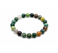 Natural Stone Beaded Stretch Bracelet, 8mm Round Beads, Grey Marble Elastic Bangle (Happiness)