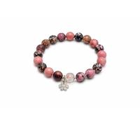 Natural Stone Beaded Stretch Bracelet, 8mm Round Beads, Grey Marble Elastic Bangle (Love)