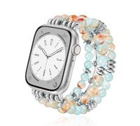 Natural Stone Beaded Watch Band for Women Compatible with Apple Watch 38mm 40mm 41mm 42mm Stretchy Cute Watch Strap for Apple Watch Series 10/9/8/7/6/5/4/3/2/1 SE