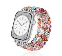 Natural Stone Beaded Watch Band for Women Compatible with Apple Watch 38mm 40mm 41mm 42mm Stretchy Cute Watch Strap for Apple Watch Series 10/9/8/7/6/5/4/3/2/1 SE