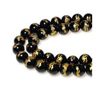 Natural Stone Beads 14mm Black Onyx Carved Dragon Carved Dragon with Holes Round Gemstone Loose Beads for Jewellery Making Bracelet Necklace Ring Craft Supplies