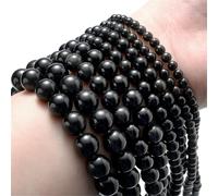 Natural Stone Beads 4 6 8 10mm Tiger Eye Lava Tourmaline Jades Agate Crystals Opal Bead for Jewelry Making DIY Bracelet Necklace-Bright Black Agate-8mm 45 to 46pcs