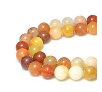 Natural Stone Beads 4mm Mixed Color Yellow Jade with Holes Round Gemstone Loose Beads for Jewellery Making Bracelet Necklace Ring Craft Supplies