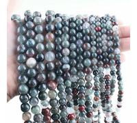 Natural Stone Beads 6 8 10mm Lava Lemon Jade Red Creek Jasper Quartz Agates Round Loose Bead for Jewelry Making DIY Bracelet 15"-Africa Blood-8-8.5mm(43-45pcs)