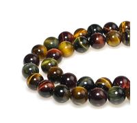 Natural Stone Beads 6mm 60pcs Round Three Color Tiger's Eye Loose Gemstone Bead Charms for Jewelry Making Bracelet Necklace Earring Pendant