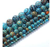 Natural Stone Beads 8mm Blue Malachite Gemstone Round Loose Beads Crystal Energy Stone Healing Power for Jewelry Making DIY,1 Strand 15"
