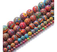 Natural Stone Beads 8mm Colorful Malachite Beads Gemstone Round Loose Beads Crystal Energy Stone Healing Power for Jewelry Making DIY,1 Strand 15"