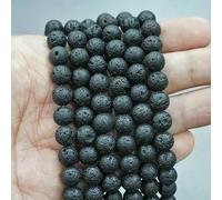 Natural Stone Beads Blue Tiger Eye Round Loose Beads DIY Charm Bracelet Earrings for Jewelry Making 15" Strand 4/6/8/10/12/14.0mm-Black Volcanic Lava-4.0mm-About 92pcs