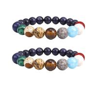 Natural Stone Beads Bracelet Mother Day Jewelry 1/2 Pcs Ethnic Style Universe Galactic Eight Planets Solar System Elastic Band