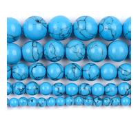 Natural Stone Beads, Gemstone Round Beads for Jewelry Making Multicolor 4-12mm Pack of 31-91 Pcs(Blue Turquoise,6mm)
