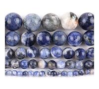Natural Stone Beads, Gemstone Round Beads for Jewelry Making Multicolor 4-12mm Pack of 31-91 Pcs(New Blue Sodalite,6mm)