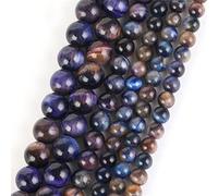 Natural Stone Beads, Gemstone Round Beads for Jewelry Making Multicolor 4-12mm Pack of 31-91 Pcs(Night Sky Tiger Eye,8mm)