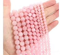 Natural Stone Beads Jade Obsidian Agate Tiger Eye Loose Spacer Bead for Making DIY Necklace Accessories 4-12MM,Pink Quartz Crystal,4mm-About 92pcs