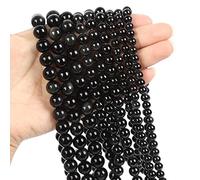 Natural Stone Beads Jade Obsidian Agate Tiger Eye Loose Spacer Bead for Making DIY Necklace Accessories 4-12MM,Black Obsidian,10mm-About 38pcs
