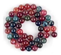 Natural Stone Beads, Natural Stone Beads Multicolor Round 4-10mm Pack of 31 for Jewelry Making(Tourmaline,6mm)