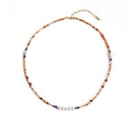 Natural Stone Beads Necklace Rainbow Pure Silver Gold Plated Silver Choker Stone Jewelry, 44cm length, Pearl Silver Natural Stone Pearl Silver, Crystal