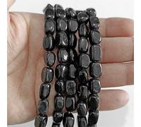 Natural Stone Beads Opal Amazonite Agates Rectangle Loose Beads for DIY Making Bracelet 8x12mm,Black Agate,About 28-30pcs