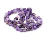 Natural Stone Beads Polished Heart Shape Mixed Amethyst Stone Charms for Jewelry Making Necklace Bracelet 2 Strands
