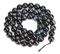 Natural Stone Blue Black Tiger Eye Round Beads, Tiger Eye Beads for DIY Jewelry Making, AAA Quality Polished Gemstone Beads with High Gloss for Bracelet Necklace Craft (8mm [48 Beads/Strand])