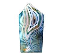 Natural Stone Blue Silk Lace Grain Agate Crystal Tower Points Home Decoration Wand Magic Reiki Crystal