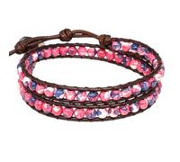 Natural Stone Bohemian Wrap Bead Bracelet Lapis Lazuli 2 Strands Multilayer Leather Rope Woven Bangle For Women Men