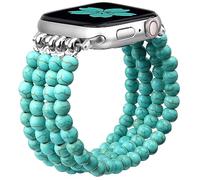 Natural Stone Bracelet Beaded-Bands Women Compatible with Apple Watch Band 38mm 40mm 41mm 42mm (S10) Feminine Cute Handmade Elastic Stretch Strap for iWatch Series 10/9/8/7/6/5/4/3/2/1/SE
