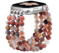 Natural Stone Bracelet Beaded-Bands Women Compatible with Apple Watch Band 38mm 40mm 41mm 42mm (S10) Feminine Cute Handmade Elastic Stretch Strap for iWatch Series 10/9/8/7/6/5/4/3/2/1/SE