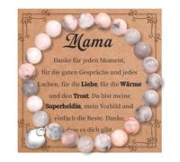 Natural Stone Bracelet Pink Natural Stone Bracelet with Cute Heart Charm Greeting Card for Mom, Wife, Sister, Girlfriend, New Year, Valentine's Day, Birthday, Mother's Day, 1, 1, /