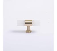 Natural Stone + Brass Knobs European T Bar Handles Drawer Pulls Kitchen Cabinet Knobs and Handles(White)