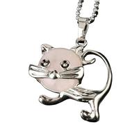 Natural Stone Cat Pendant Necklace for Women And Men|Genuine Gemstone Lovely Animal Charm With Silver Chain Meditation Energy Amulet Jewelry Gifts for Girls Rose Quartz