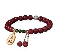 Natural Stone Cinnabar Bracelet - Feng Shui Amulet for Women | Lucky Charm Crystal Quartz Bracelet for Wealth and Good Luck(8mm)