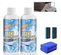 Natural Stone Cleaner Set, 100ml Granite & Quartz Worktop Cleaner with Cloth & Sponge, Stone Stain Remover & Crystal Plating Polish for Marble Surfaces (2PCS)