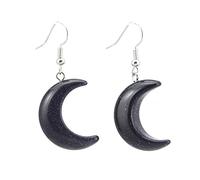 Natural Stone Crescent Moon Necklace Healing Crystal Quartz Reiki Labradorite Earrin Pendant Chain For Women Girls