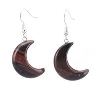 Natural Stone Crescent Moon Necklace Healing Crystal Quartz Reiki Labradorite Earrings Pendant Chain Necklace For Women Girls