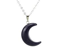 Natural Stone Crescent Moon Necklace Healing Crystal Quartz Reiki Labradorite Earrings Pendant Chain Necklace For Women Girls