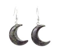 Natural Stone Crescent Moon Necklace Healing Crystal Quartz Reiki Labradorite Earrings Pendant Chain Necklace For Women Girls