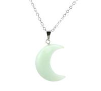 Natural Stone Crescent Moon Necklace Healing Crystal Quartz Reiki Labradorite Earrings Pendant Chain Necklace For Women Girls