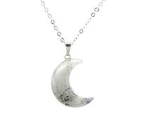 Natural Stone Crescent Moon Necklace Healing Crystal Quartz Reiki Labradorite Earrings Pendant Chain Necklace For Women Girls