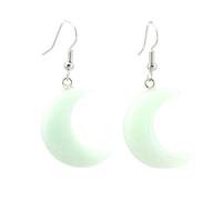 Natural Stone Crescent Moon Necklace Healing Crystal Quartz Reiki Labradorite Earrings Pendant Chain Necklace For Women Girls