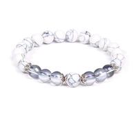 Natural Stone Crystal Bracelet Unisex, Adjustable White turquoise and clear Moonstone Handmade Beaded Bracelet 8mm beades, Couple Bangles 8mm