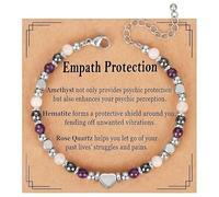 Natural Stone Crystal Healing Bracelet for Women Ladies, Gemstone Triple Protection Anxiety Relief New Beginnings Good Luck Empath Protection Jewelry Gift for Her Girls Friends Daughter Mum