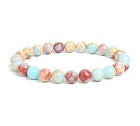Natural Stone Crystal Jades Bead Bangle Polished Elastic Turquoises Agates Yoga 8mm Trendy Jewelry,Serpentine Jade,19cm-7.5inch