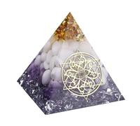 Natural Stone Crystal Orgonite Pyramid | Reiki Chakra Healing Gemstone Tower Bedroom School Office Decorations(C)