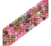 Natural Stone Faceted Multicolor Tourmaline Round Loose Beads for Bracelet Necklace Jewelry Making Multicolor 4mm Approx 89pcs