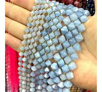 Natural Stone Faceted Pyramid Shape Green Agate Loose Spacer Beads for Jewelry Making DIY Bracelets Charms Accessories-Aquamarine color-8mm 14-16pcs Loose