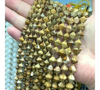 Natural Stone Faceted Pyramid Shape Green Agate Loose Spacer Beads for Jewelry Making DIY Bracelets Charms Accessories-Picture jasper-10mm 26-28pcs 36cm
