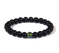 Natural Stone Gemstone Beaded Bracelet, 8mm Adjustable Black Onyx and Blue Green Change Beads Stretch Bracelet, Fashion Yoga Chakra bangle 8mm
