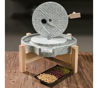 Natural Stone Grain Mill Grinder - Stainless Steel Core for Dry/Wet Grinding - Perfect for Beans, Wheat, and Spices