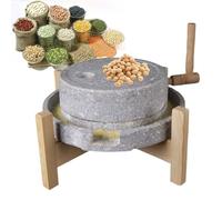 Natural Stone Grain Mill, Manual Grinder for Wheat Corn Flour, Wet & Dry Cereal Grinder for Spices Beans, Handmade Kitchen Tool